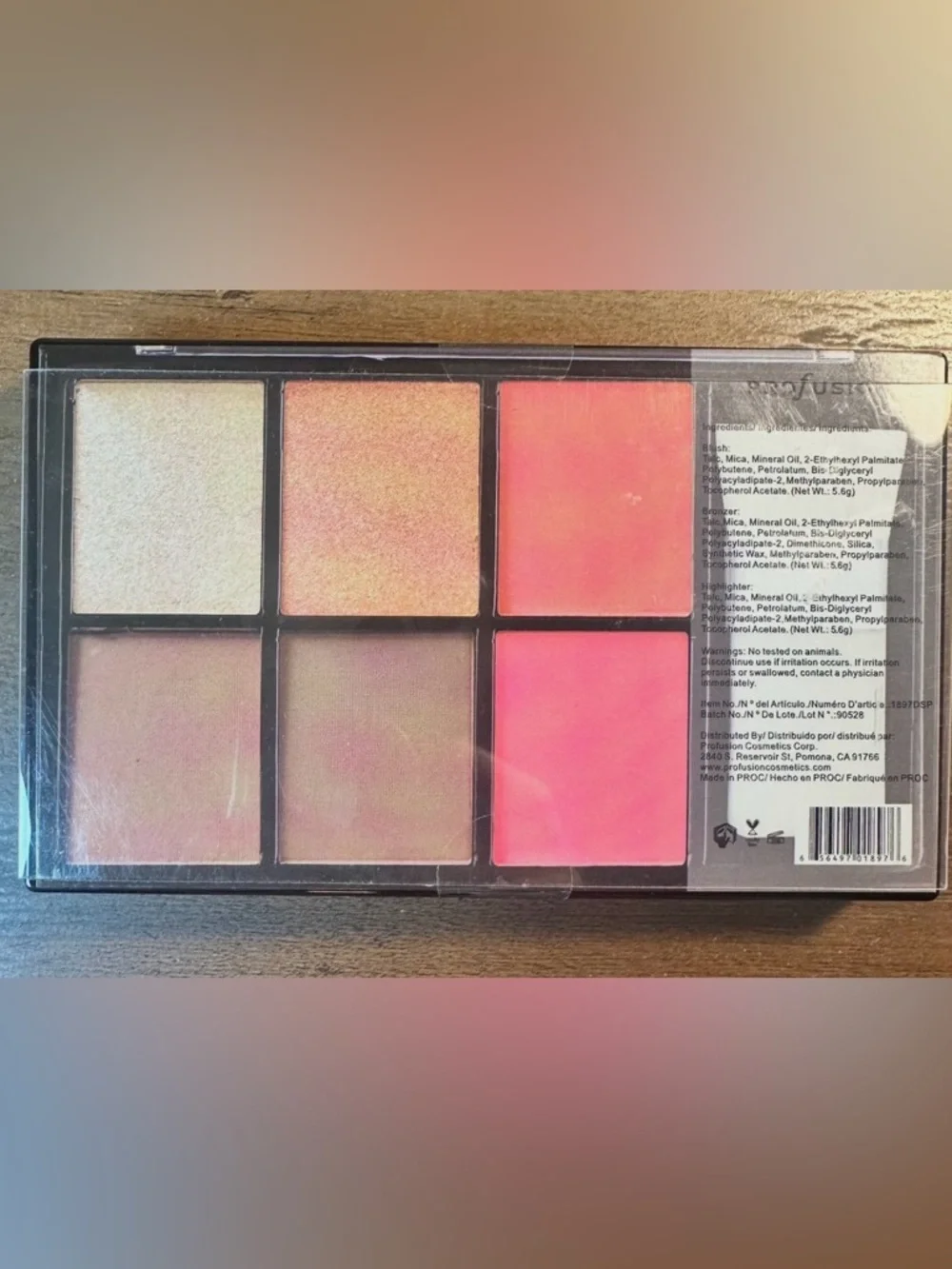 Profusion Cosmetics 6-Shade Contour & Blush Palette With Contour Brush NEW